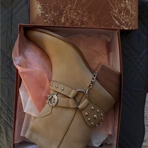 Women's Studded Tan Ankle Booties